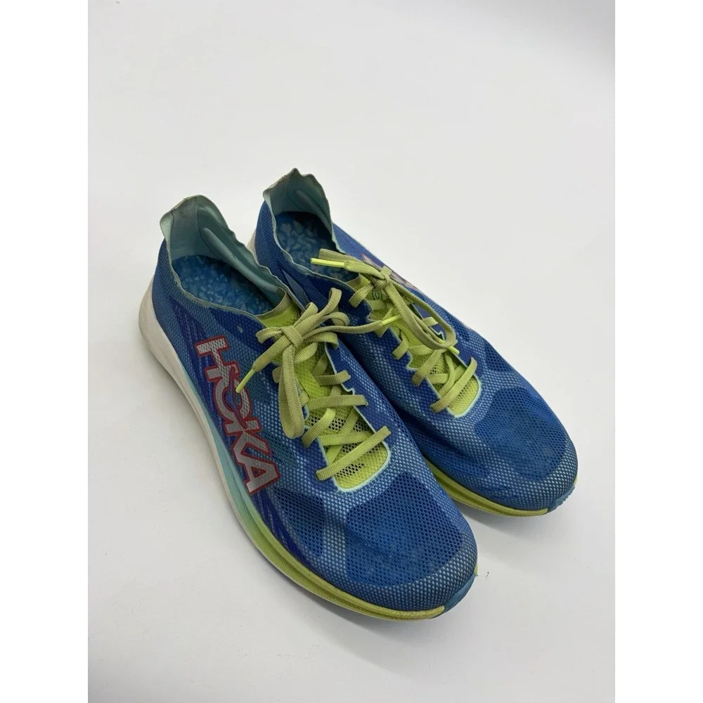 Hoka Cielo Road Running Shoes W 11.5 M 10 Blue‎ Neon Green Lightweight Mesh
